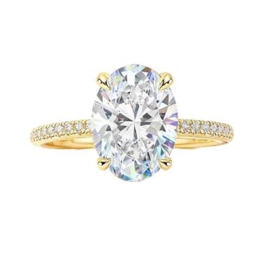 Imagem de 1 anel de noivado 1CT-5CT brilhante oval de zircão quebrado material aliança de casamento para mulheres promessa eternidade joia fina presente, 5, Cobre, Sem pedra preciosa