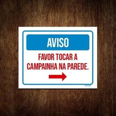 Imagem de Placa Sinalização Aviso Favor Tocar Campainha Parede 27X35 - Sinalizo