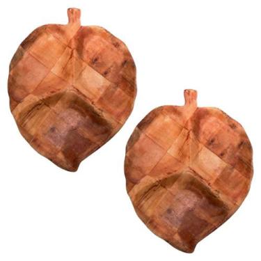 Imagem de Jogo com 2 Petisqueiras Folha 3 Divisões Bambu 33x15cm - Wincy