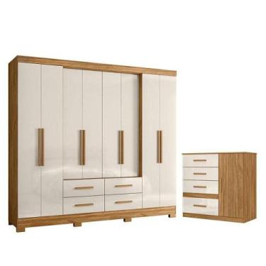 Imagem de Guarda Roupa Casal San Lorenzo E Cômoda Vênus Freijó Off White - Moval