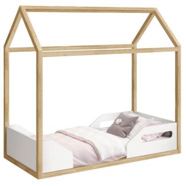 Imagem de Mini Cama Montessoriana Zoe Branco Acetinado Pinus Natural - Reller