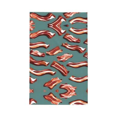 Imagem de XLLingL Toalhas de cozinha com estampa de estampa de bacon listrado, panos de prato de microfibra, para decoração e limpeza de cozinha - 1 peça