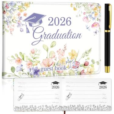 Imagem de Epakh Livro de visitas de formatura com caneta, livro de visitas de couro silvestre para 2026, livro de assinatura de parabéns graduados, livro de visitas para lembrancinhas de festa de formatura