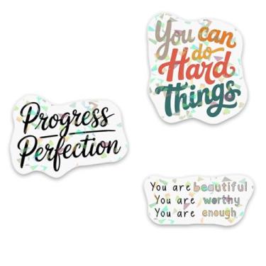 Imagem de (3 peças) Adesivos holográficos Perfection e outros, adesivos motivacionais, adesivo forte e à prova d'água adesivos holográficos adesivos de vinil para laptop, garrafa de água, carro, capacete, capa
