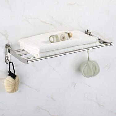 Imagem de Prateleira de banheiro acessórios de banheiro toalheiro montado na parede barra de toalha de camada única trilho de aço inoxidável prateleira de toalha 40-80 cm (tamanho: 60 cm) (40 cm)
