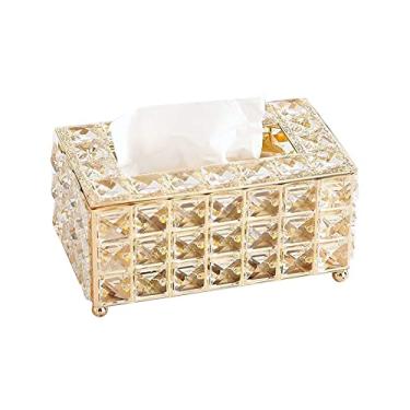 Imagem de Suporte para Caixa de Papel Higiênico Cristal Retangular Decorativo Dispenser Toalhas Faciais Brilhantes Elegante Moda Alto- Vidro Banheiro Comoda Mes