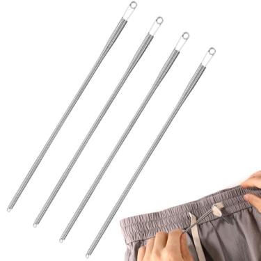 Imagem de 4 peças Ferramenta de rosqueamento de cordão de mola, clipe de rosqueador de corda de metal elástico extrator de cordão de substituição ferramenta de rosqueamento para moletons com capuz, calças
