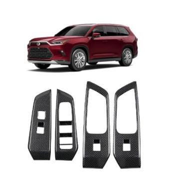 Imagem de GZBFTDH Capa de painel de interruptor de janela de porta para Toyota Grand Highlander 2024 2025 2026 acessórios capa de interruptor de janela acabamento de botão de interruptor de janela (fibra de