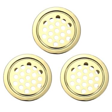 Imagem de PATIKIL Saídas de ar circulares de 29 mm, 3 unidades de aço inoxidável Soffit Vent Louver Round Mesh Hole Flat Louver para cozinha, banheiro, sapato, armário, guarda-roupa, dourado
