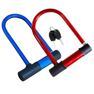 Imagem de Cadeado U-Lock Antifurto em Aço Reforçado para Bicicleta e Moto com 2 Chaves Codificadas