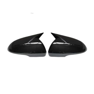 Imagem de Carro colando espelho retrovisor lateral capa asa tampa da porta exterior guarnição de fibra de carbono Compatível com kia k5 Compatível com optima 2016-2019(Gloss Black)