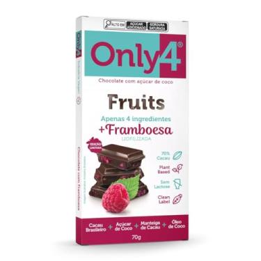 Imagem de Only4 Fruit Framboesa Chocolate 70% Cacau 70g Dp 6 Un