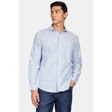 Imagem de Camisa Aramis Manga Longa Branco e Azul-Masculino