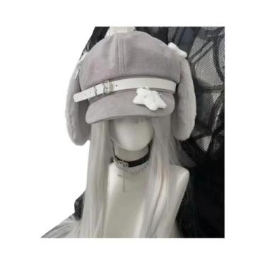 Imagem de Boina Feminina Cinza Com Orelhas De Cachorro Estilo Kawaii, Boné De Mo