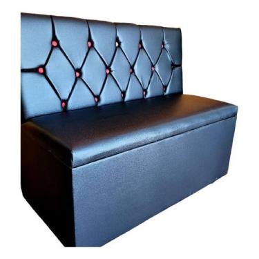 Imagem de Poltrona sofá booth 1,10cm preto botoes vermelho sku_228 - O Rei das p