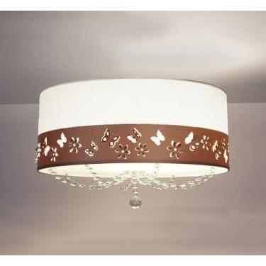 Imagem de Luminária Infantil Plafon Faixa flores e Borboletas 30x15 Branco - Tom