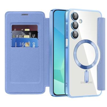 Imagem de COTDINFOR Capa carteira para Samsung Galaxy A57 5G com suporte para cartão [bloqueio RFID] compatível com Magsafe transparente TPU traseira de couro à prova de choque capa flip para Samsung Galaxy A57