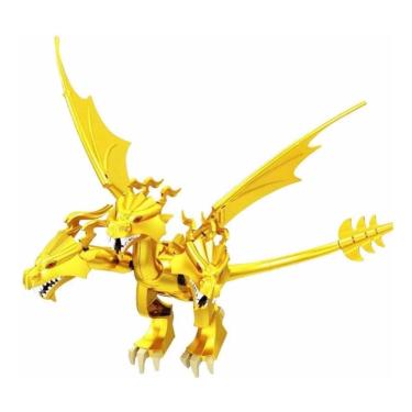 Imagem de Boneco Blocos De Montar Rei Ghidorah Godzilla Dourado Grande