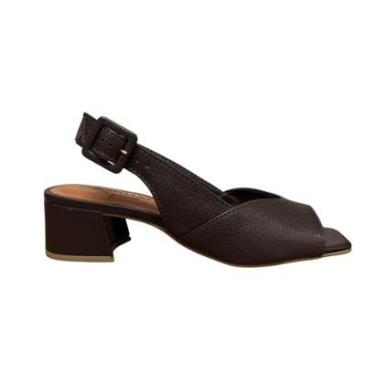 Imagem de Sandália Bottero Feminina 374004 Salto Bloco Baixo Couro Burnish-Feminino