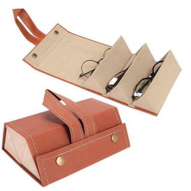 Imagem de Case Dobrável Viagem Maleta Bolsa Estojo portatil 3 Oculos porta óculo