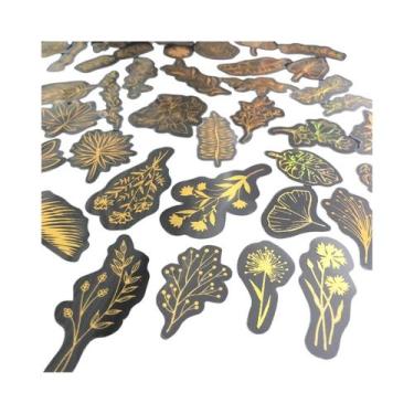 Imagem de Adesivos Decorativos Transparentes De PET Com Glitter Dourado À Prova 