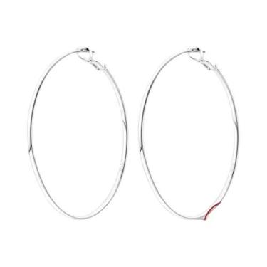 Imagem de Brincos De Argola Grandes Em Prata Esterlina 925 Com Zircônia Para Mul