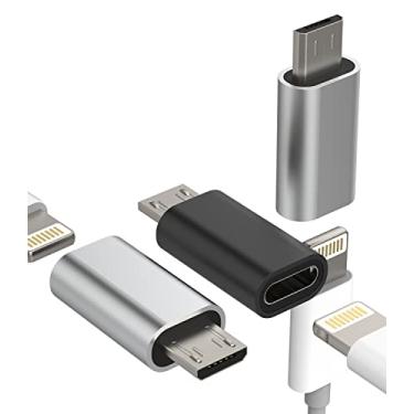 Imagem de Adaptador Lightning fêmea para micro USB macho (pacote com 3) conversor de porta de cabo de carregamento compatível com Galaxy S6 S7 Edge Nexus 5 Android Power Charging Data Sync para iPhone 12 Pro 7