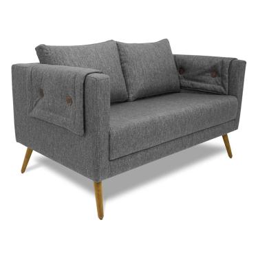 Imagem de Sofá Namoradeira 2 Lugares Paris D07 Linho Mescla Chumbo - D'Rossi