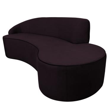 Imagem de Sofá 3 Lugares Eros D07 Curvo 210cm Braço Esquerdo Veludo Roxo - D'Rossi