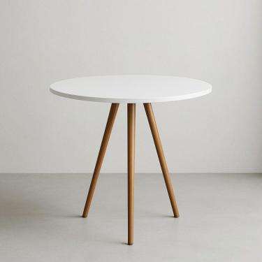 Imagem de Mesa De Jantar Redonda 70cm Tripé Bistrô Mdf Madeira Cor Branco