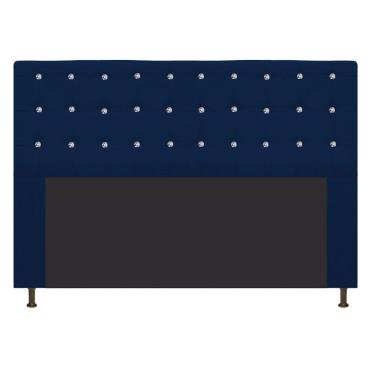 Imagem de Cabeceira Dama 195Cm King Size Com Strass Suede Azul Marinho