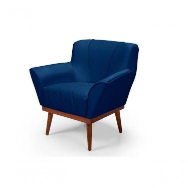 Imagem de Cadeira Poltrona Yasmin Veludo Decorativa Império Estofados Azul Marinho