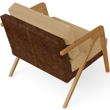 Imagem de Poltrona Para Sala De Estar Pietra Marrom Linho Bege Escuro