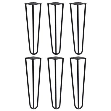 Imagem de Kit 6 Pés De Metal 25 Cm Legs Mesas De Centro Puffs Preto