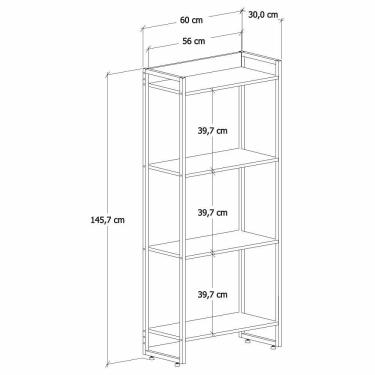 Imagem de Kit 3 Estantes Escritório 4 Prateleiras 145x60cm Carvalho