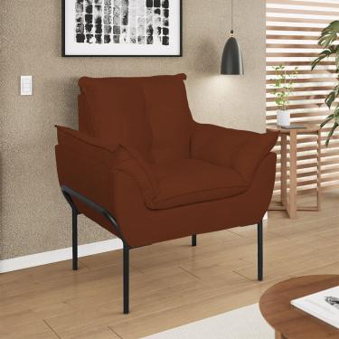 Imagem de Poltrona Sofá Luxo Base Metal Preto Recepção Escritório