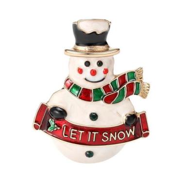 Imagem de Broches De Natal Unissex Femininos Com Strass De Boneco De Neve, Alfin