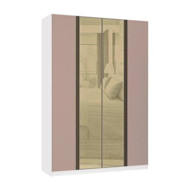 Imagem de Guarda Roupa 4 Portas 3 Gavetas 159,2 Cm Com Vidro Reflecta Bronze Prime Luciane Móveis