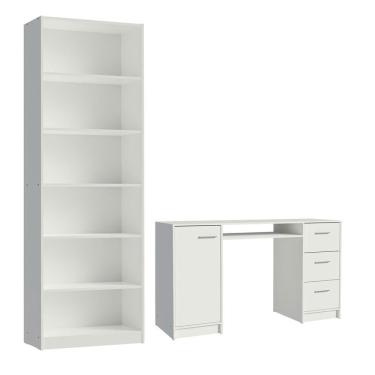 Imagem de Escrivaninha com Estante Livreiro Branco Alaska Madesa