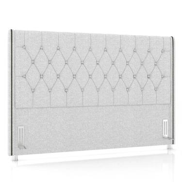 Imagem de Cabeceira Cama Box Casal King 195cm Florenza Z37 Linho Cinza Claro - Mpozenato
