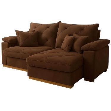 Imagem de Sofá Gran Plus 200cm em Veludo 3 Lugares com Molas Ensacadas Retrátil e Reclinável Império Cor Marrom