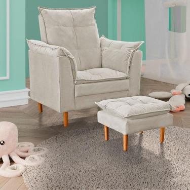 Imagem de Poltrona De Amamentação Com Puff Quarto Bebê Leticia Suede Cor:Rosê - 