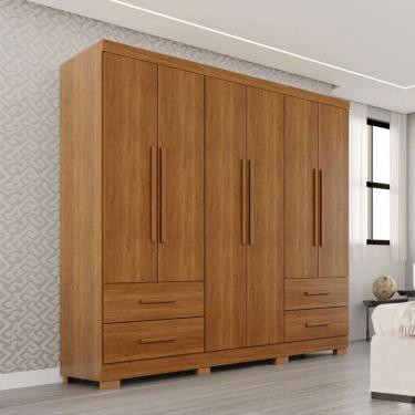 Imagem de Guarda-Roupa Casal Balder Premium 6 Portas 4 Gavetas com Pés Cinamomo - Pnr Móveis