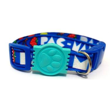 Imagem de Coleira De Seda Estampa Pac Man Na Cor Azul Tamanho Único