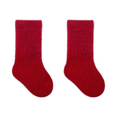 Imagem de Meias De Inverno Para Meninas Com Forro De Lã, Quentes E Com Listras C