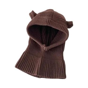 Imagem de Gorro De Inverno Para Bebê Em Tricô Com Balaclava, Desenho Animado Fof