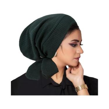 Imagem de Turbante Hijab Feminino Liso Com Efeito Amassado, Elástico, Com Cauda 