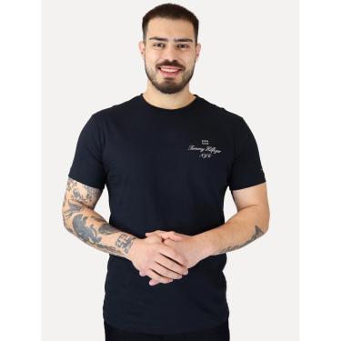 Imagem de Camiseta Tommy Hilfiger Masculina Outline Flag Script Azul Marinho-Masculino