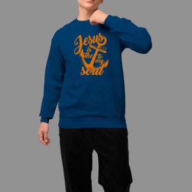 Imagem de Moletom Gola Careca Basico Masculino Casual Estiloso Inverno Blusa De 