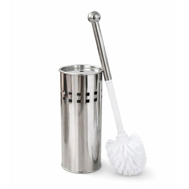 Imagem de Escova Sanitária Inox Com Suporte - Escova Vaso Sanitário Banheiro Limpeza Vaso